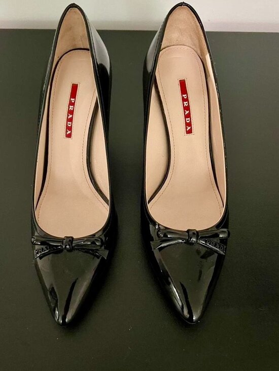 Prada Shoes - Prada Black Patent Leather Pumps w/Bows,New,Never Used,w/Box,Retail:$1,000,W:8.5